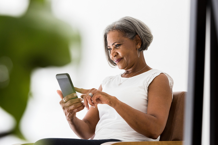 woman on her phone