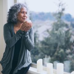 woman drinking a cup of coffee